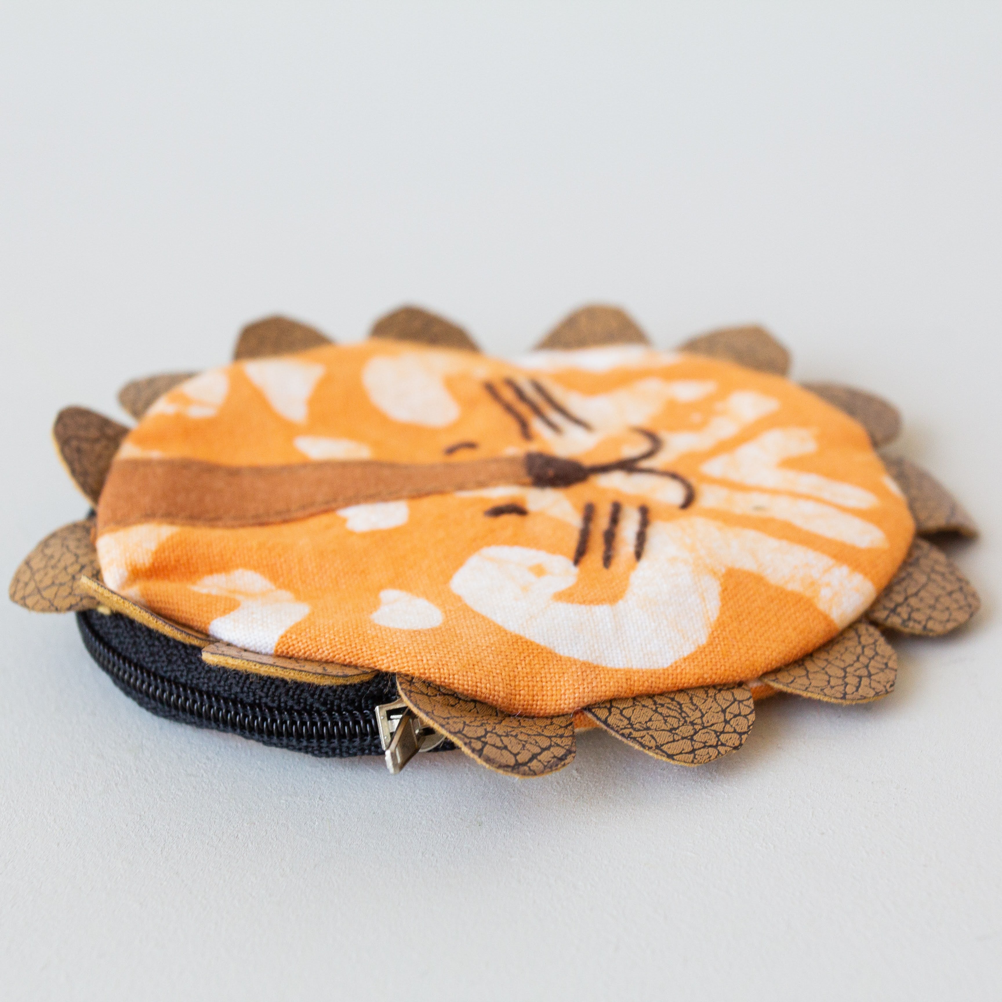 Children's Coin Pouch - handmade using orange batik fabric by the women of Amani in Kenya for a Fair Trade social enterprise