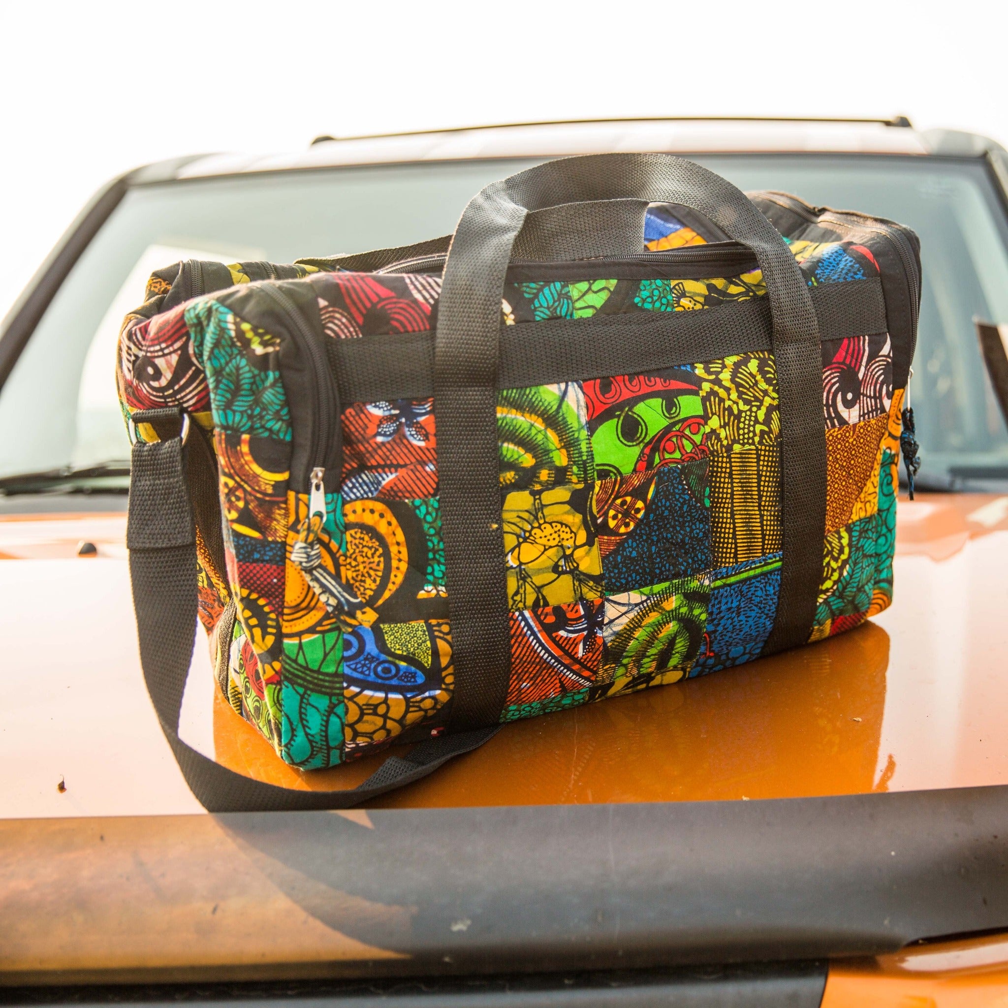 Overnight Patch Tote - Ugandan materials and design for a fair trade boutique