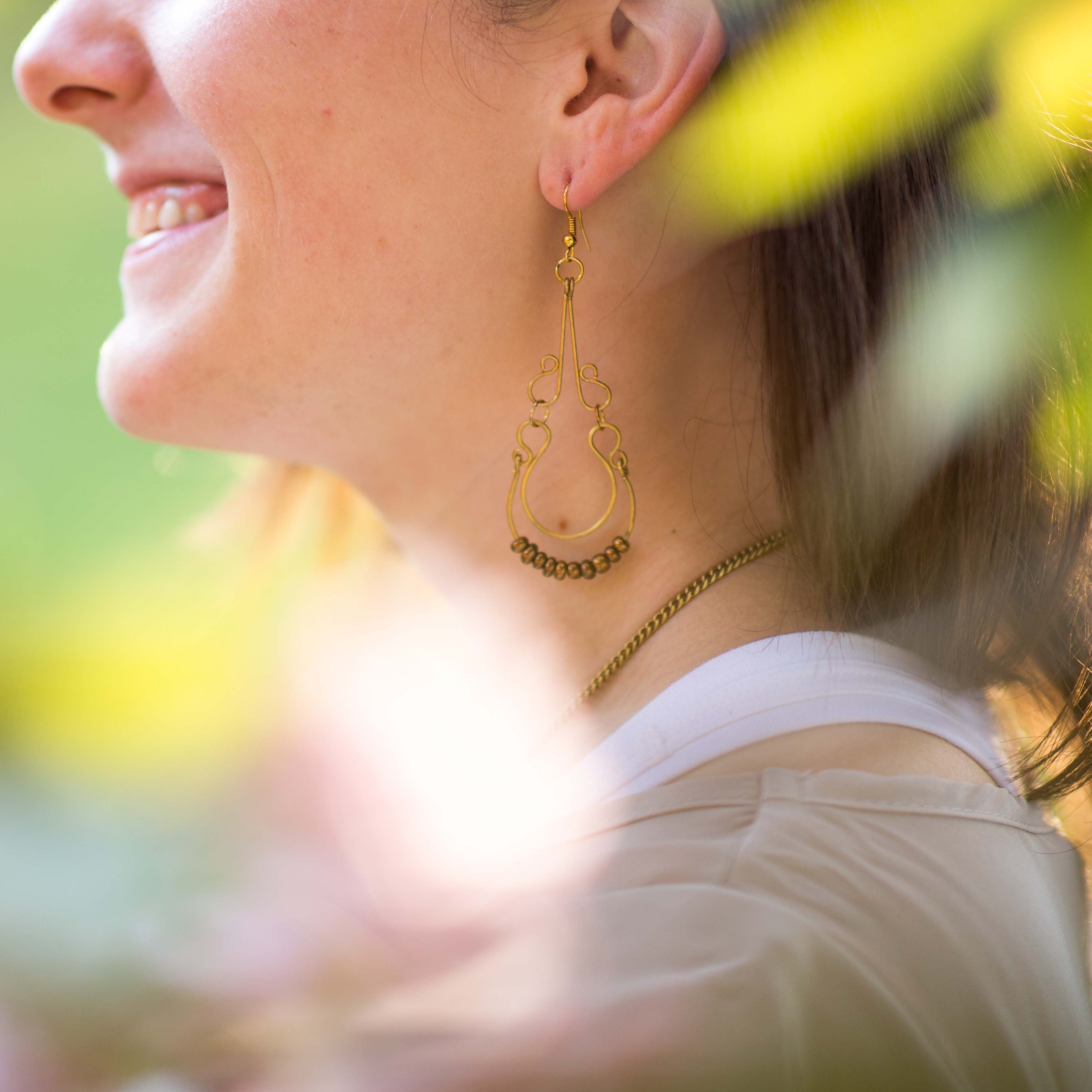 Brass Henna Earrings - Kenyan materials and design for a fair trade boutique