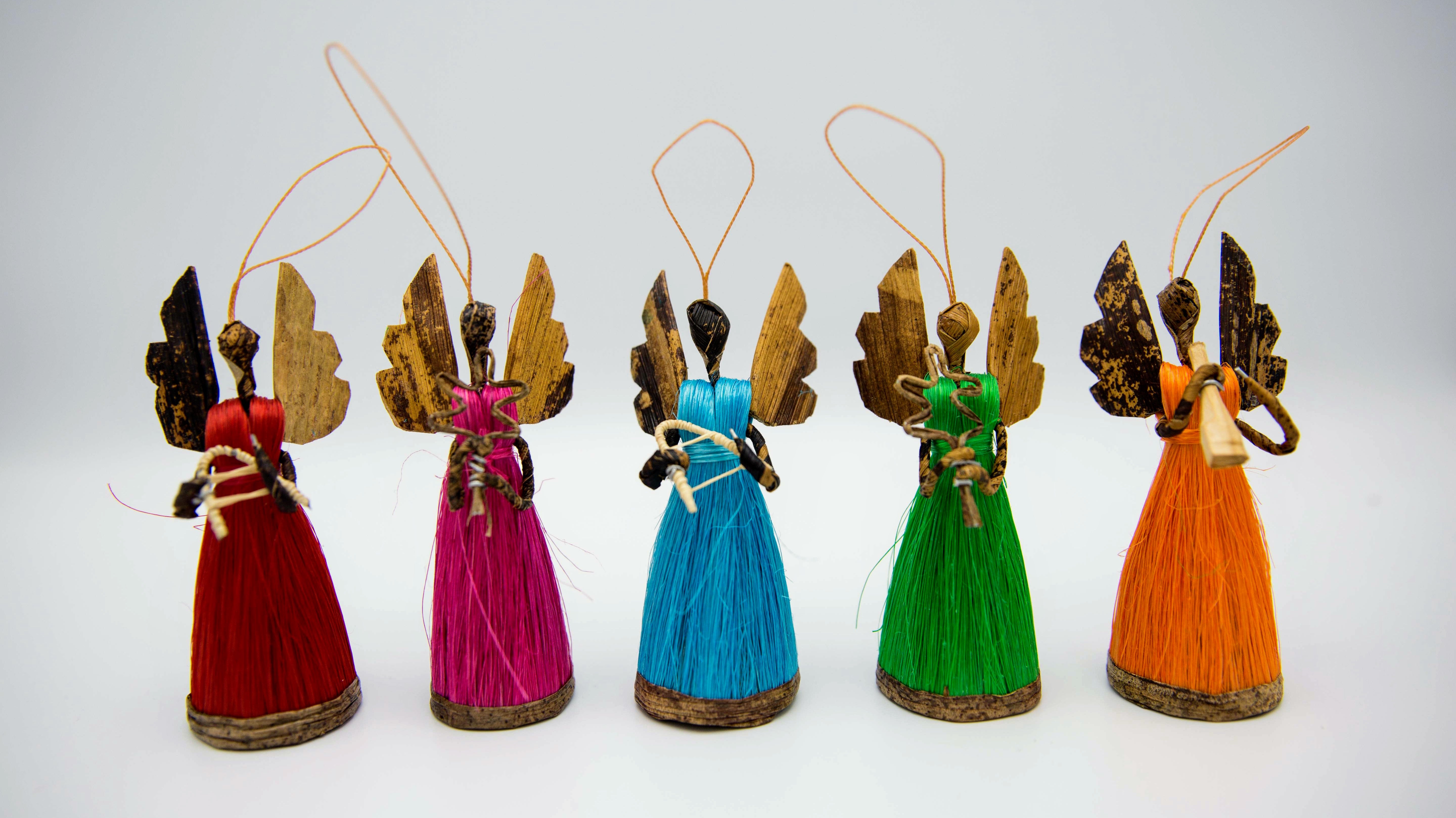 Multicolored Angel Ornament Set - Kenyan materials and design for a fair trade social enterprise