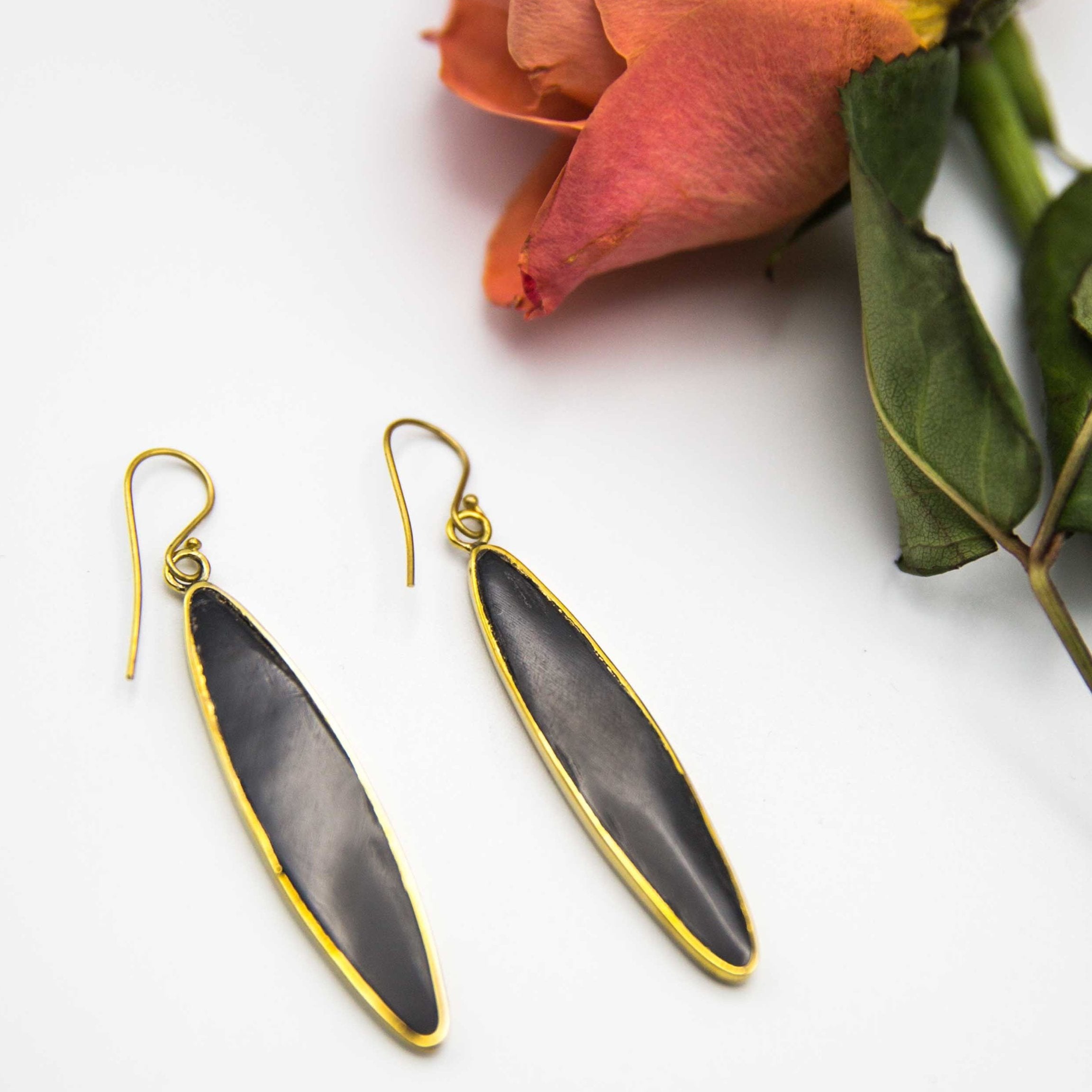 Wood Oval Earrings - Kenyan materials and design for a fair trade boutique