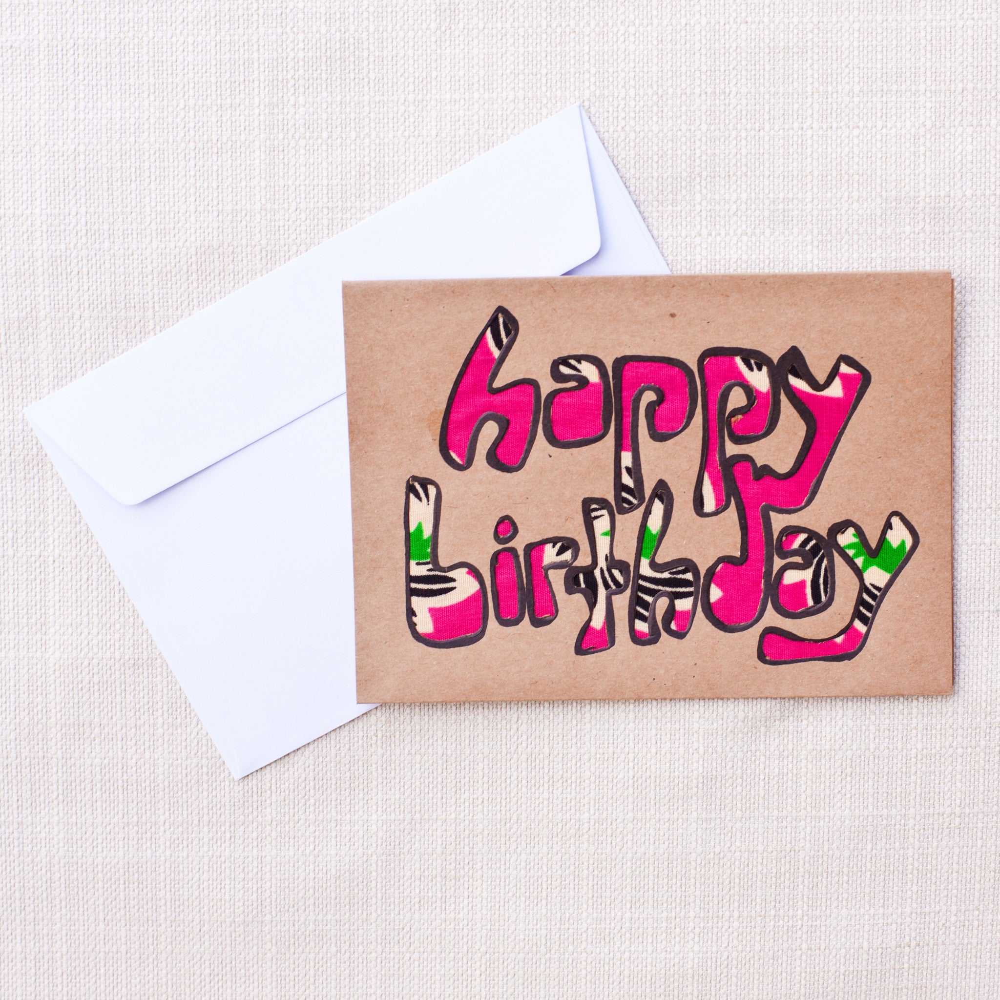 Happy Birthday Card - Kenyan materials and design for a fair trade boutique