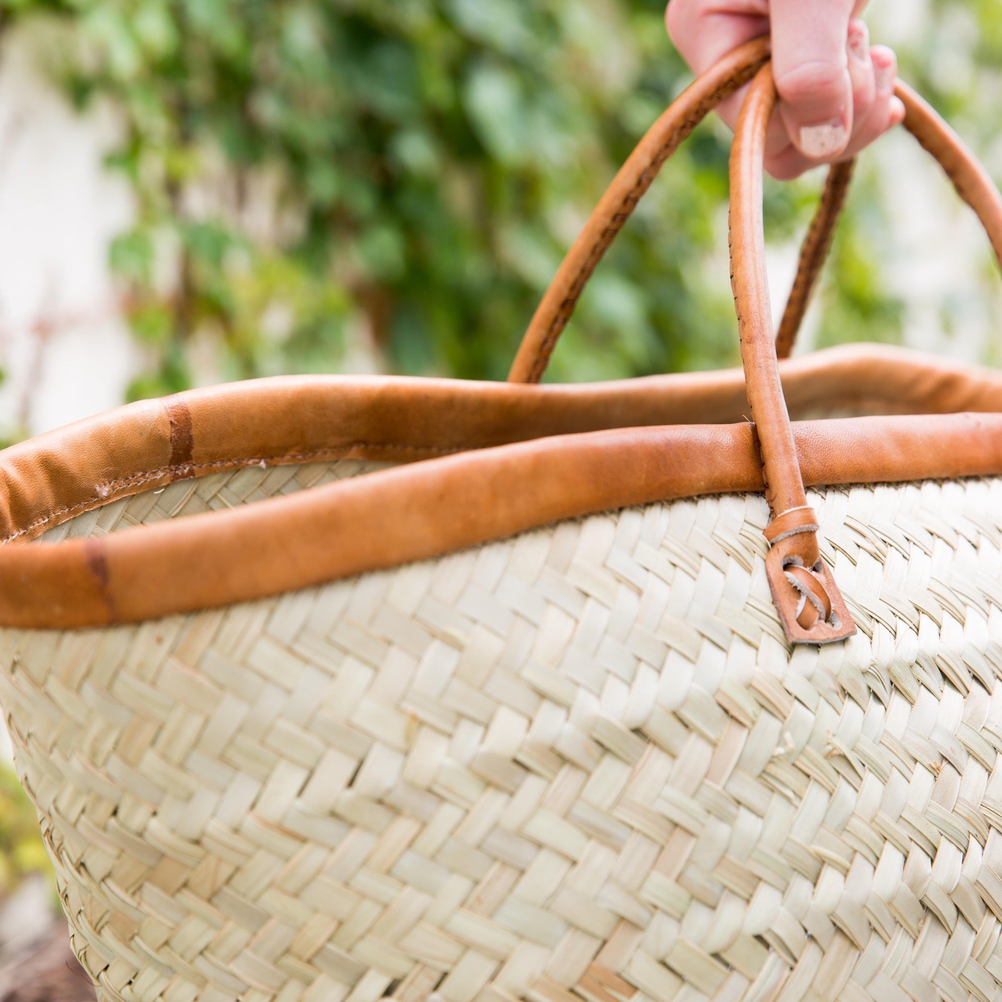Leather Rim Basket - Kenyan materials and design for a fair trade boutique