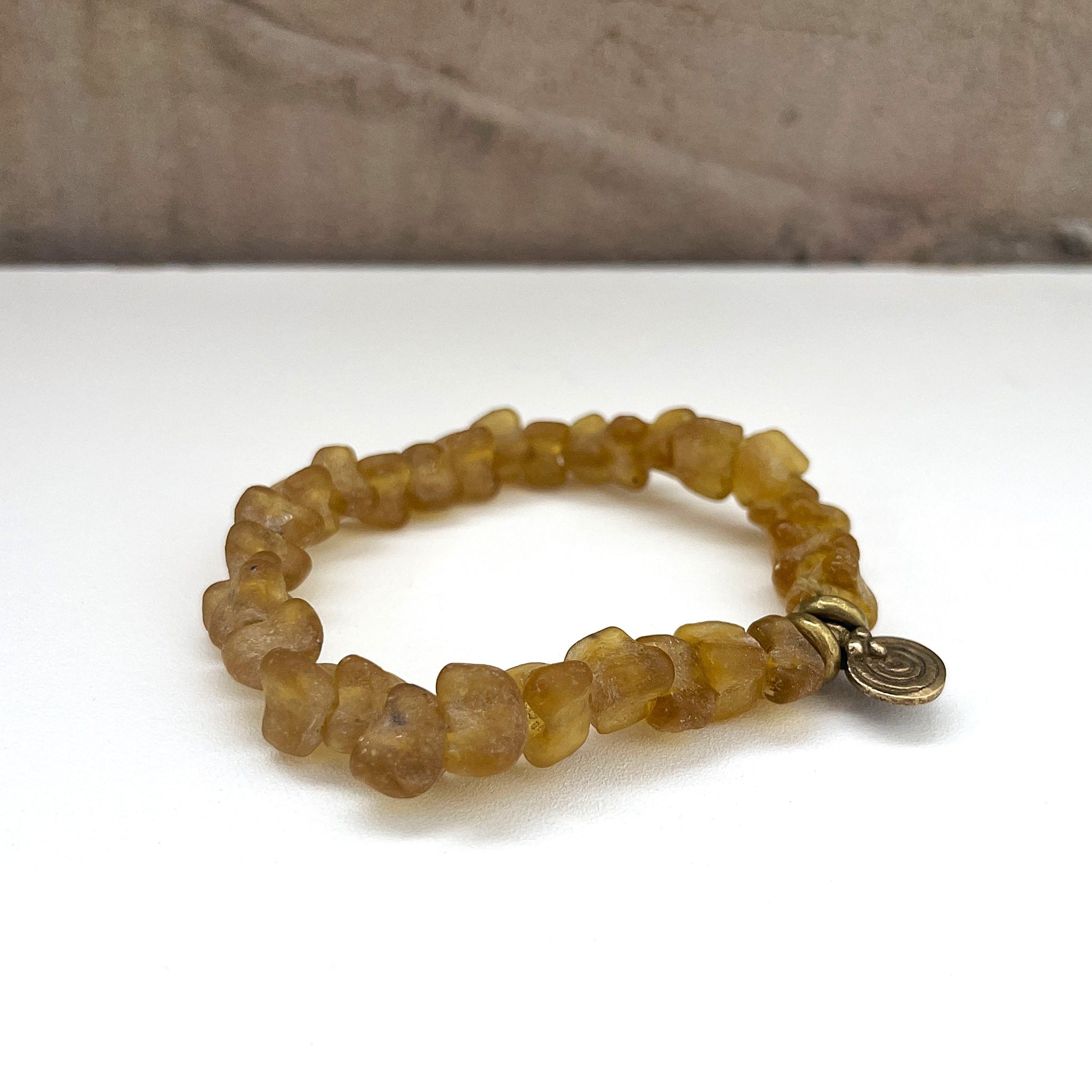 Pebble Bottle Bead Bracelet with Charm- Kenyan materials and design for a fair-trade social enterprise