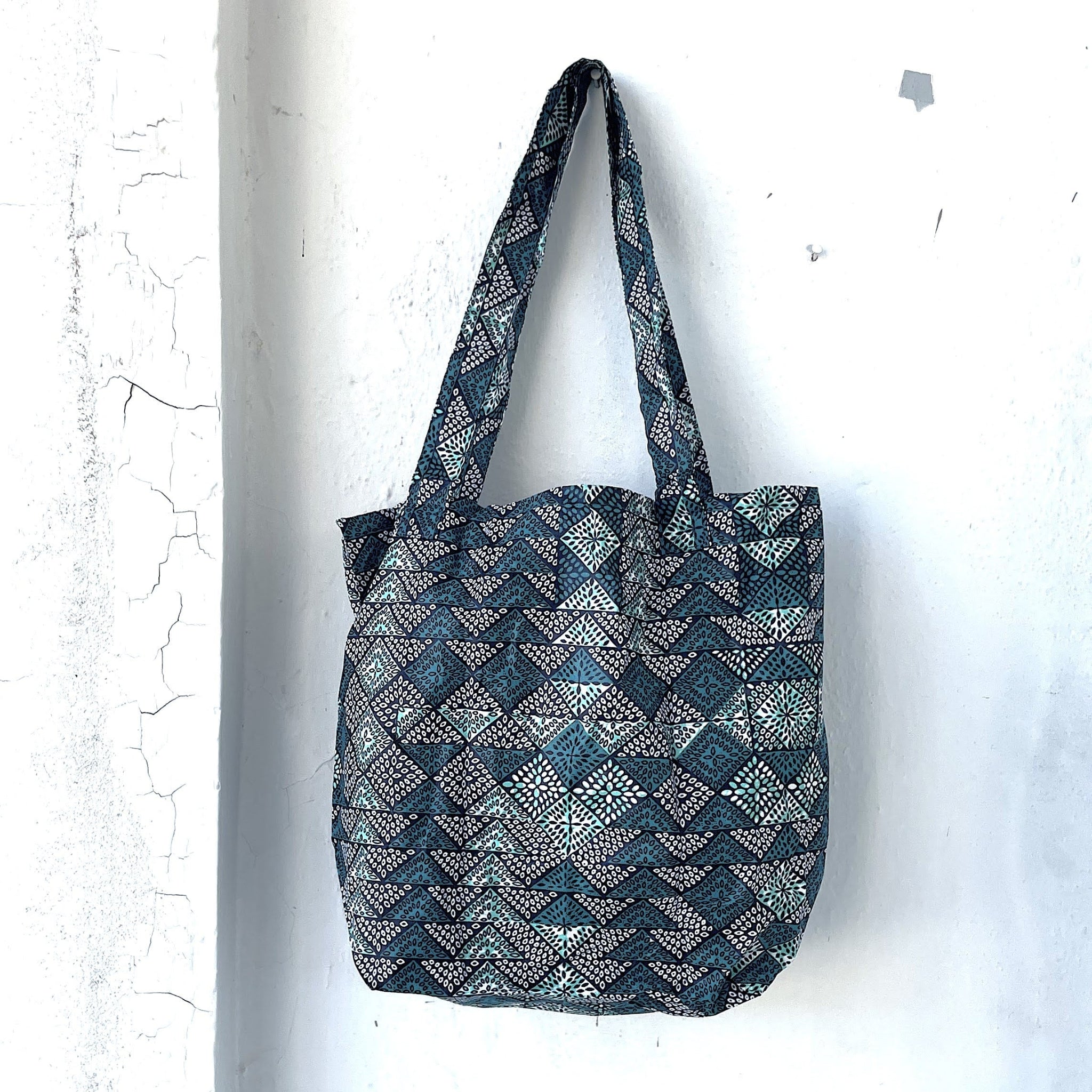 Folded Shopping Tote - Kenyan materials and design for a fair trade social enterprise