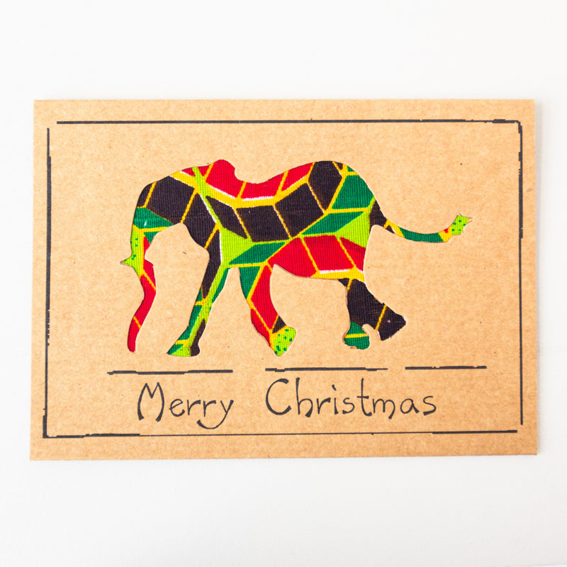 Christmas Elephant Card - Kenyan materials and design for a fair trade boutique