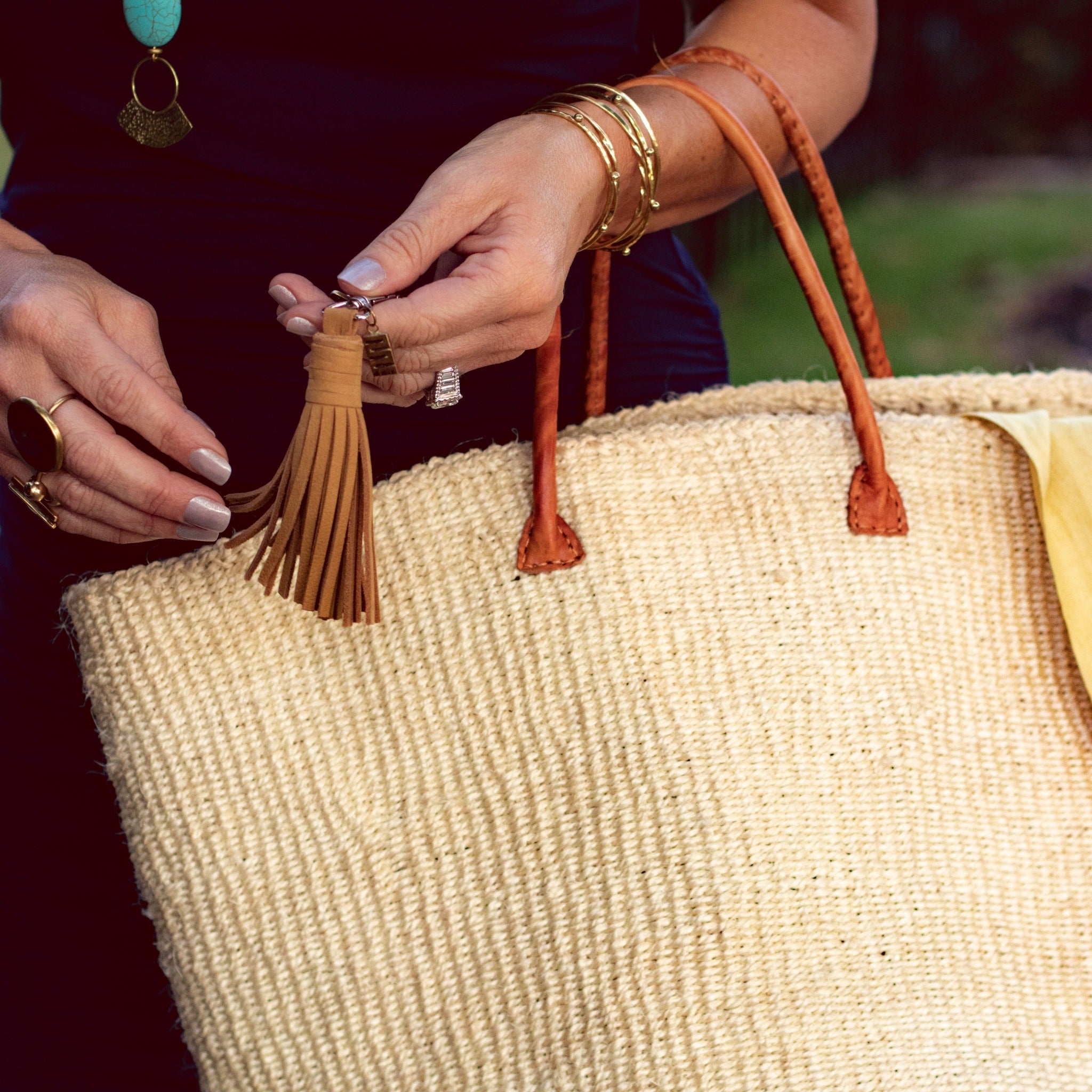 Tassel Key Holder - handmade using Kenyan leather by local market artisans for a Fair Trade boutique