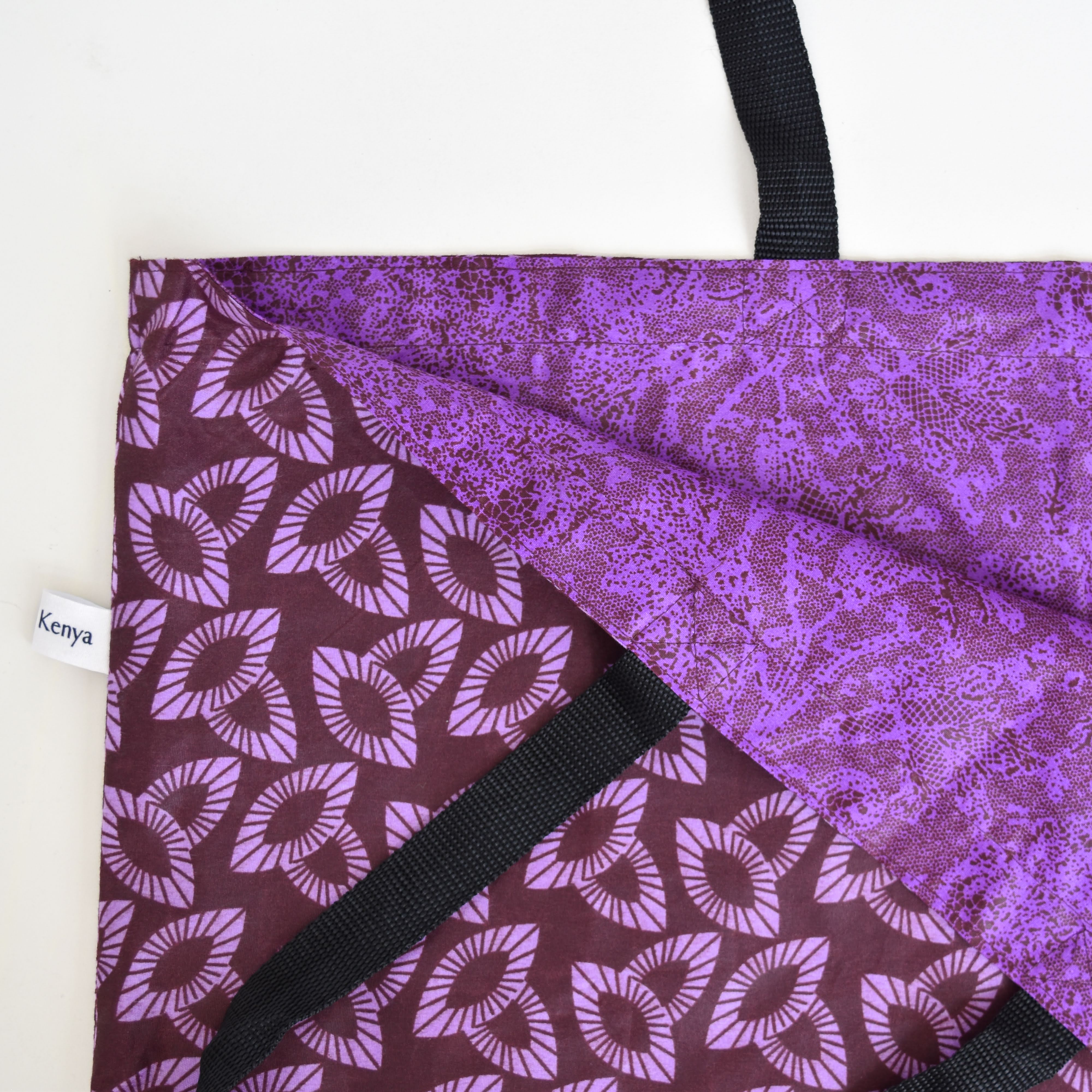 Reversible Market Tote handmade by the women of Amani ya Juu in Kenya, a sewing program for refugee women in Africa