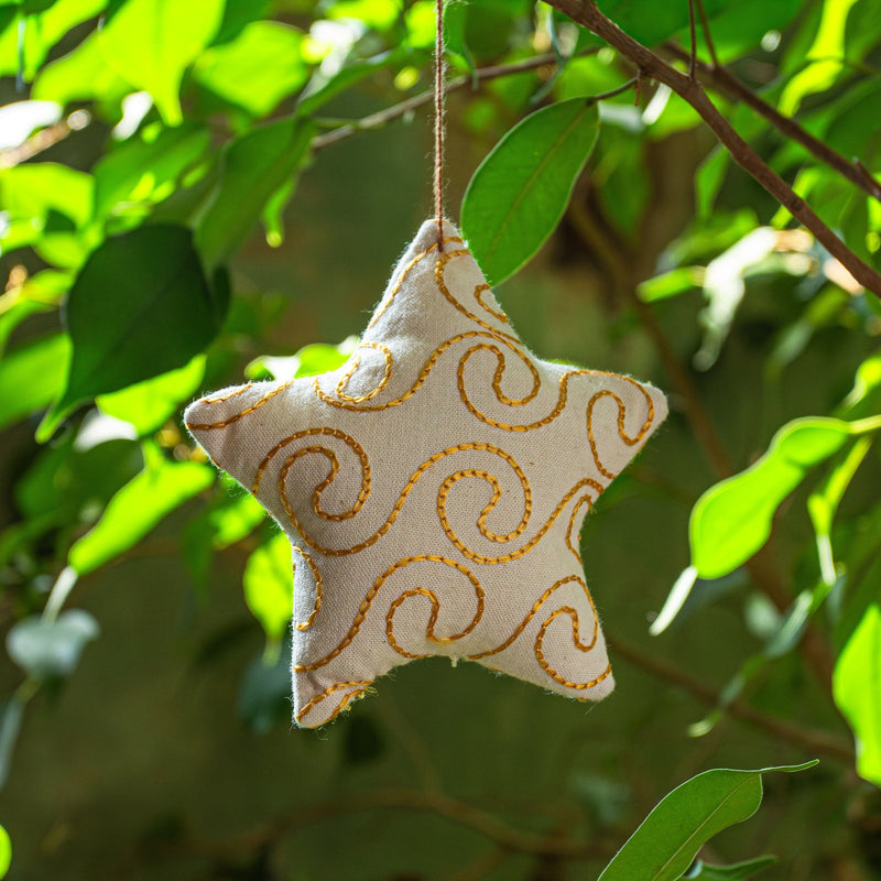 Embroidered Star Ornament - Kenyan materials and design for a fair trade boutique