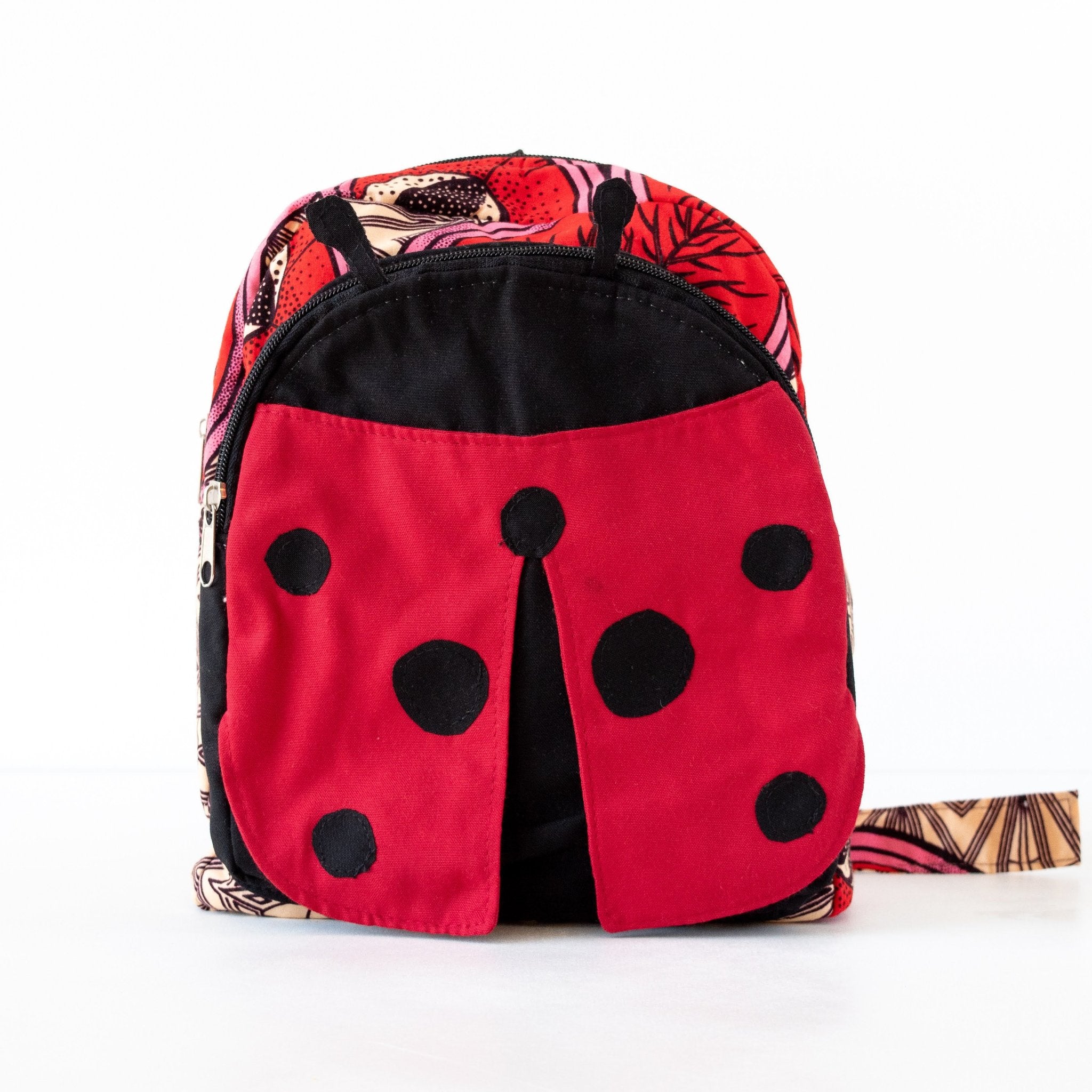 Ladybug Backpack - handmade by the women of Amani using Kenyan materials for a Fair Trade boutique