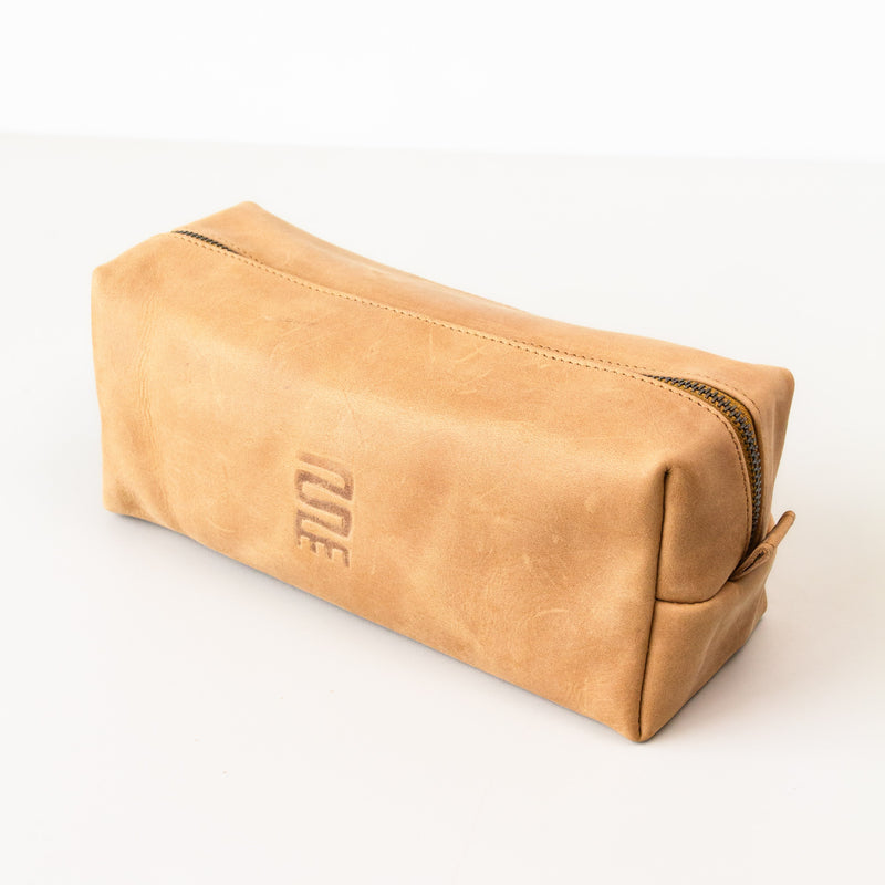 Fairtrade, handmade leather shave kit | toiletry case crafted in Kenya