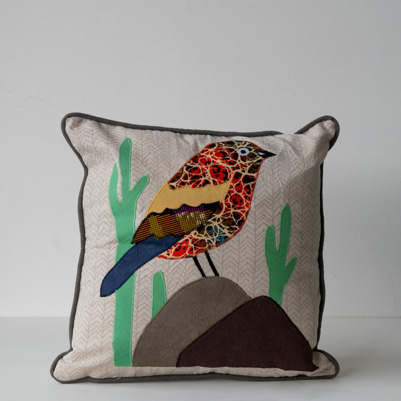 Bird Pillow - Kenyan materials and design for a fair trade boutique