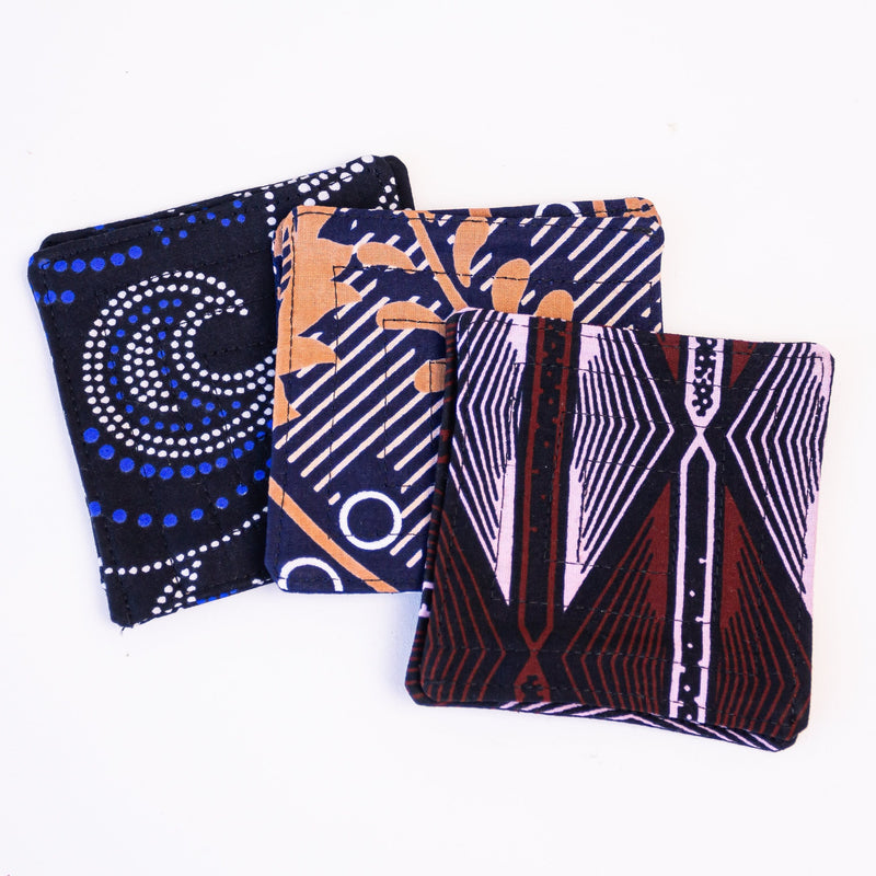 Kitenge Coaster Set - handmade using local kitenge fabric by the women of Amani Uganda for a Fair Trade boutique