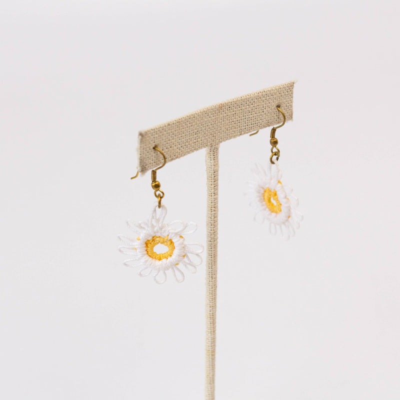 Tattered Daisy Earrings-Kenyan materials and design for a fair trade boutique