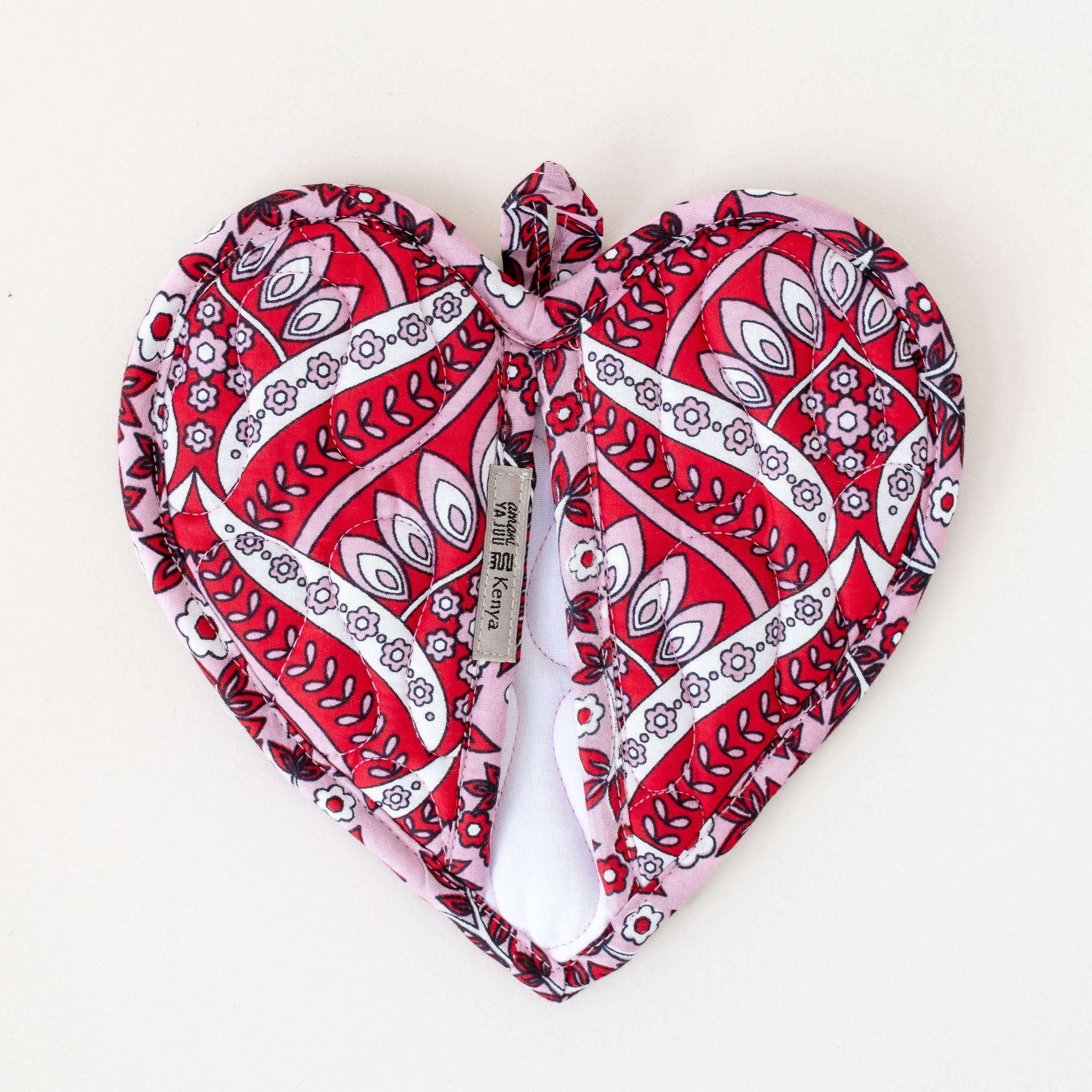 Heart Pocket Hot Pad - handmade with local Kenyan material by the women of Amani for a Fair Trade boutique