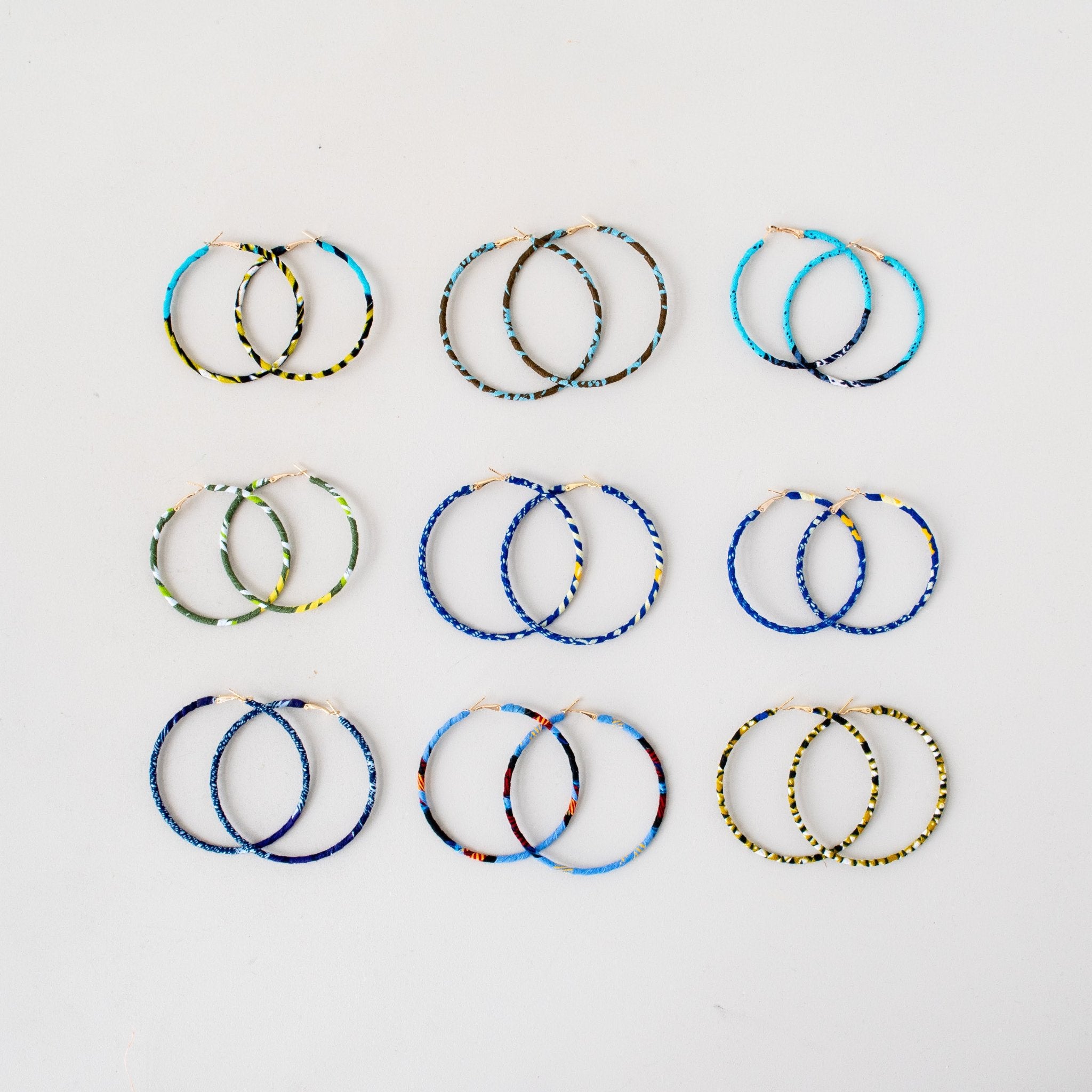 Liberian Lappa Hoop Earrings-Handmade for Amani, a fair trade boutique.