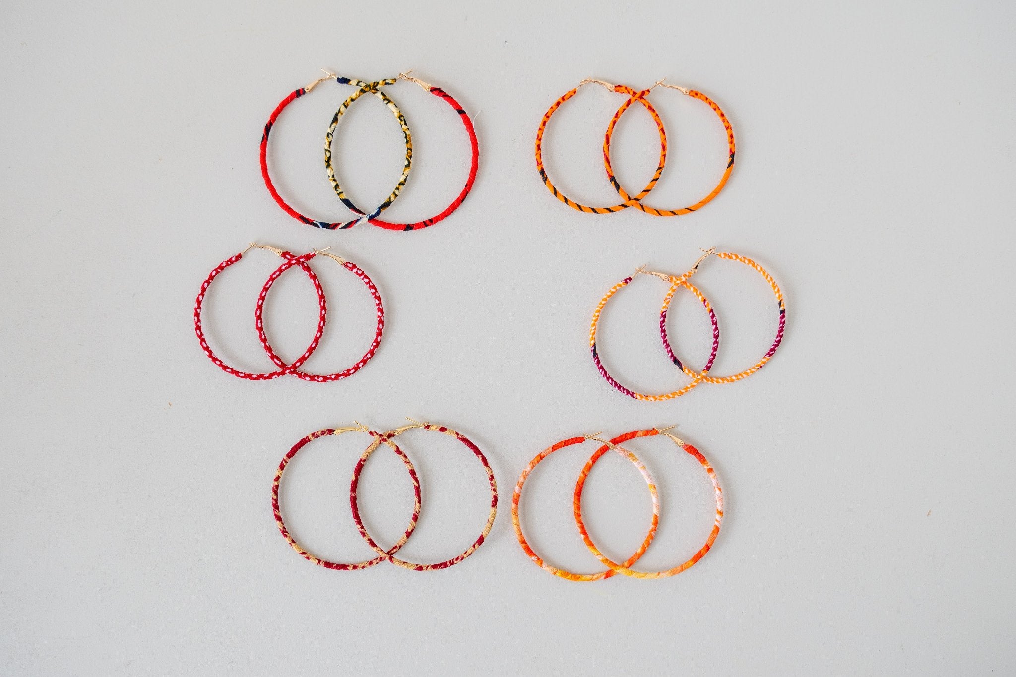 Liberian Lappa Hoop Earrings-Handmade for Amani, a fair trade boutique.