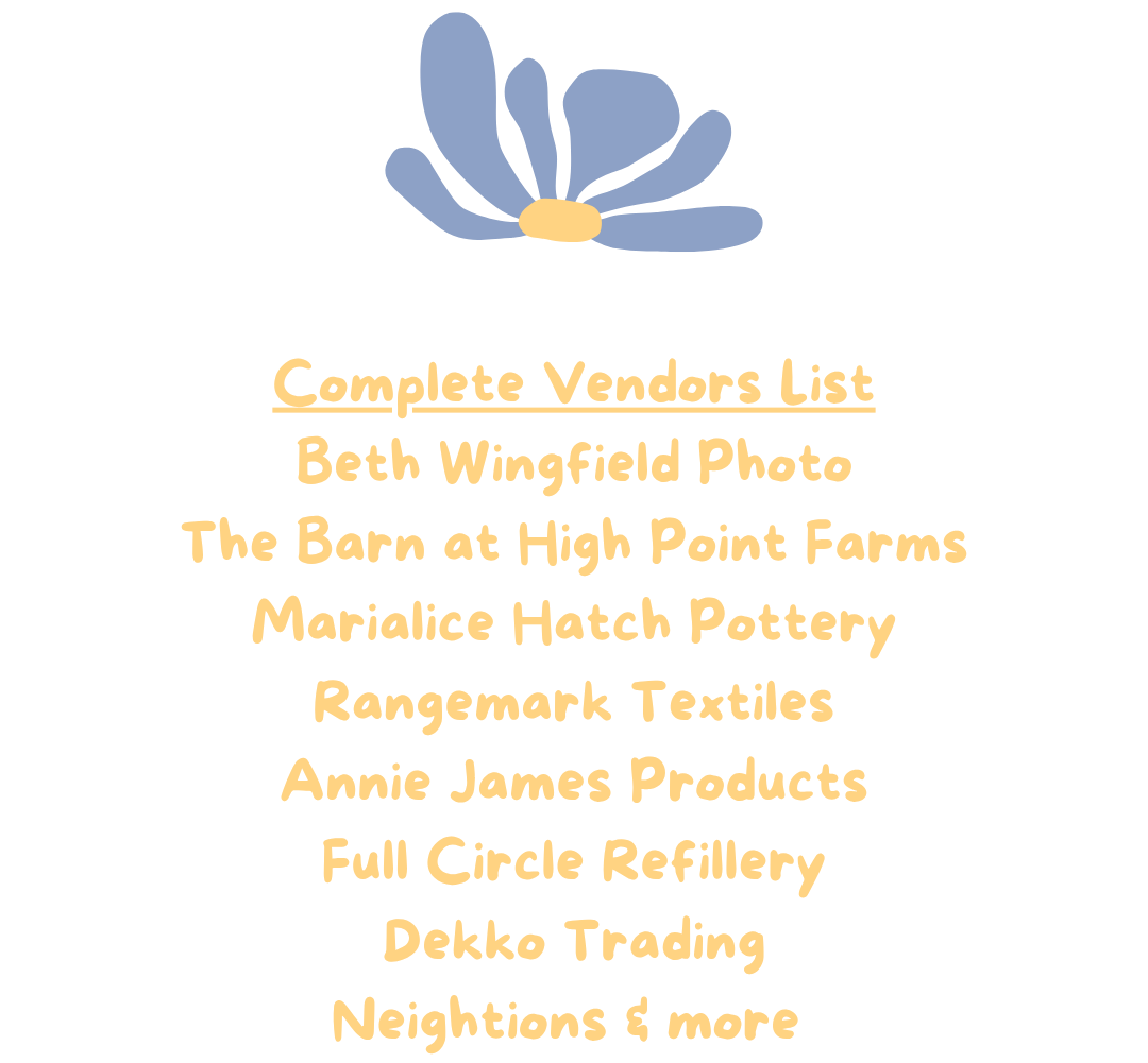 List of vendors with a blue flower icon on a white background