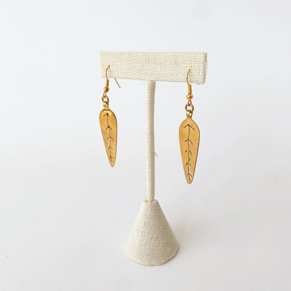 Brass Frond Earrings-Kenyan materials and design for a fair trade boutique