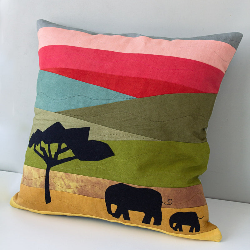 Savanna Silhouette Pillow Case- Kenyan materials and design for a fair trade boutique