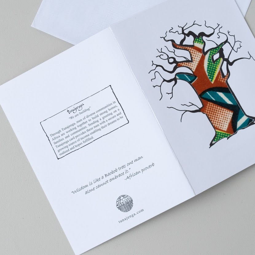 Baobab Tree Card - Kenyan materials and design for a fair trade boutique
