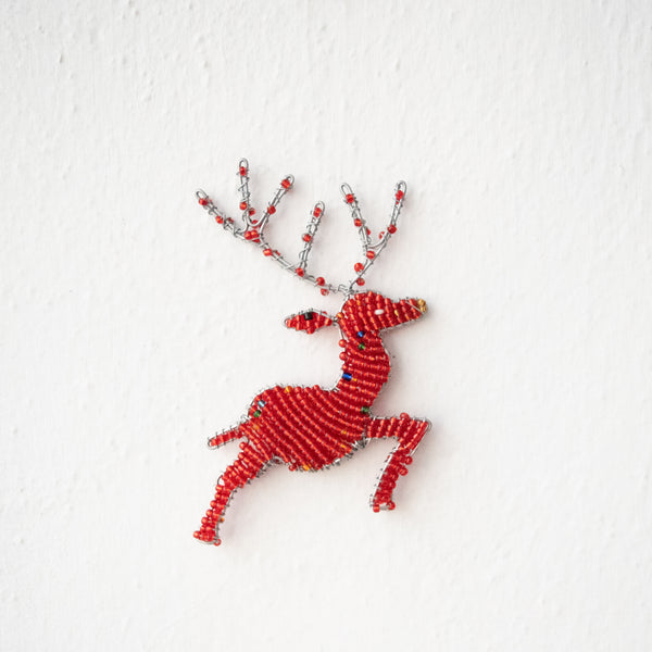 Beaded Reindeer Ornament - handmade by Kenyan market artisans for a Fair Trade boutique