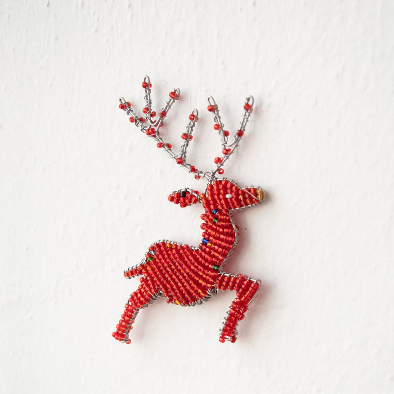 Beaded Reindeer Ornament - handmade by Kenyan market artisans for a Fair Trade boutique