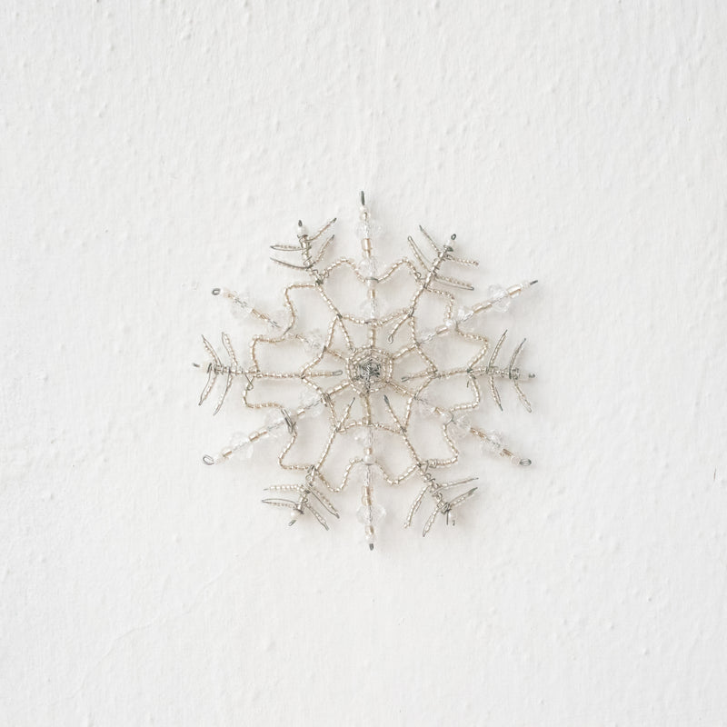 Beaded Snowflake Ornament - Kenyan materials and design for a fair trade boutique