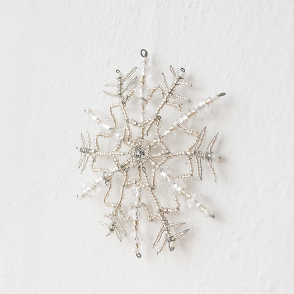 Beaded Snowflake Ornament - Kenyan materials and design for a fair trade boutique