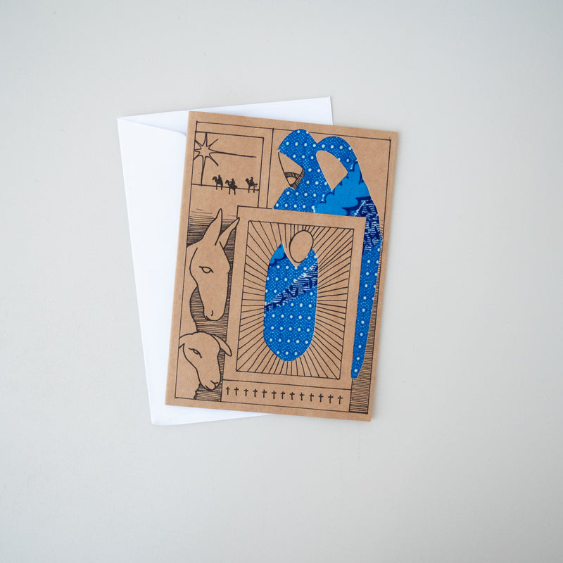 Christmas Nativity Card - Kenyan materials and design for a fair trade boutique