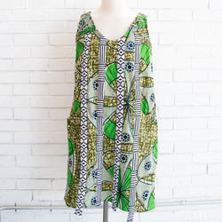 One-of-a-kind handmade kitenge dress fashioned by refugee women in East Africa