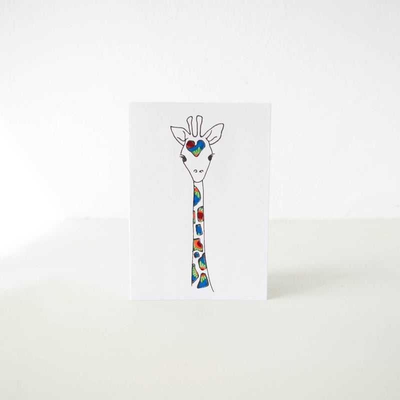 Heart Face Giraffe Card - Kenyan materials and design for a fair trade boutique