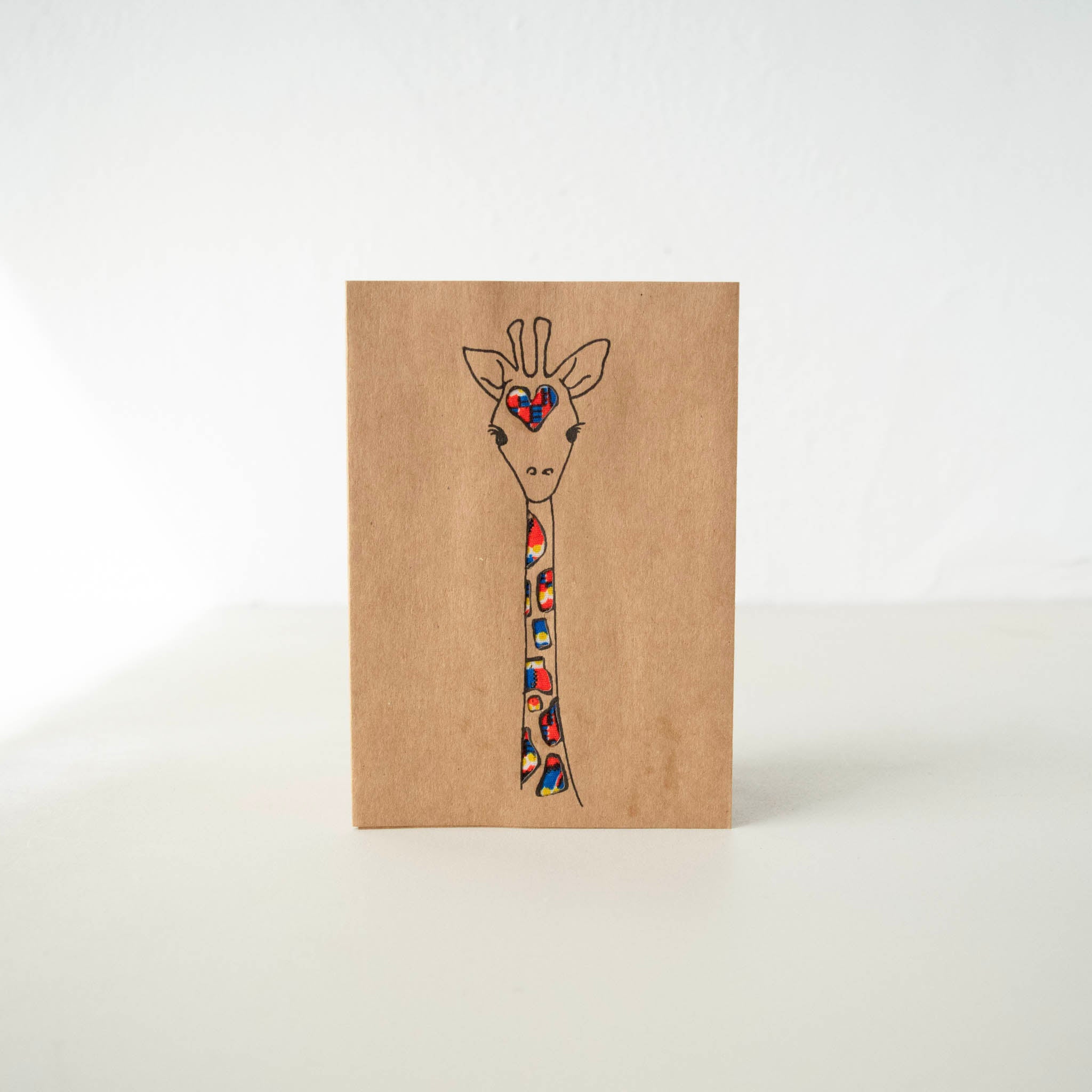 Heart Face Giraffe Card - Kenyan materials and design for a fair trade boutique
