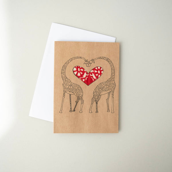 Giraffes in Love Card - Kenyan materials and design for a fair trade boutique