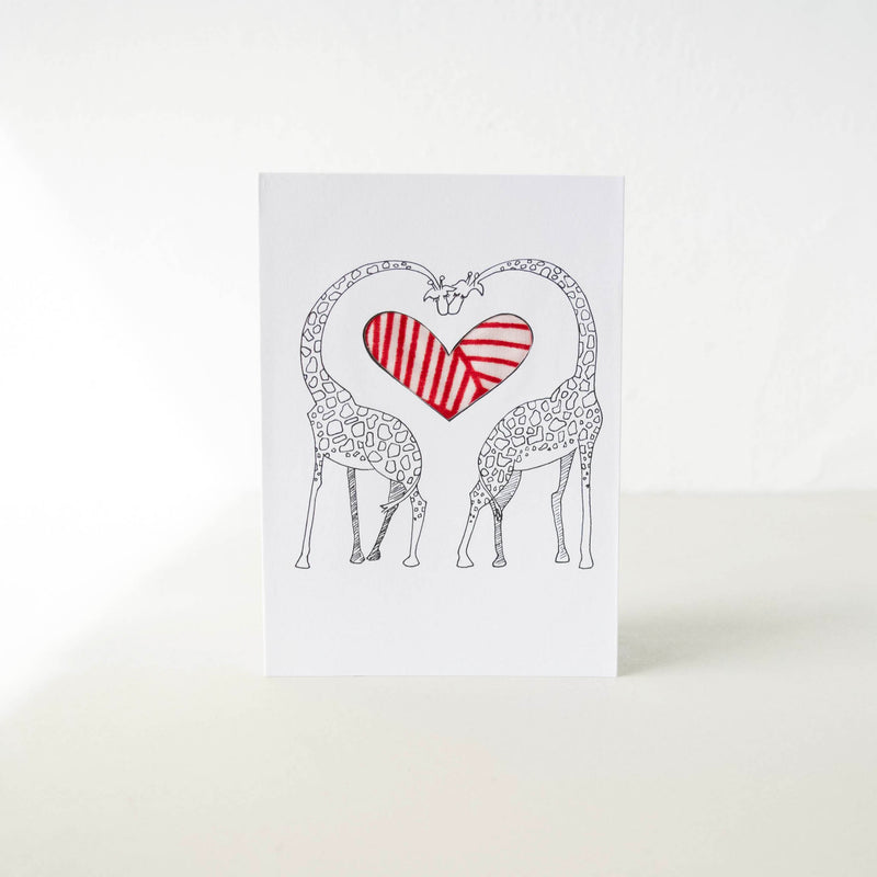 Giraffes in Love Card - Kenyan materials and design for a fair trade boutique