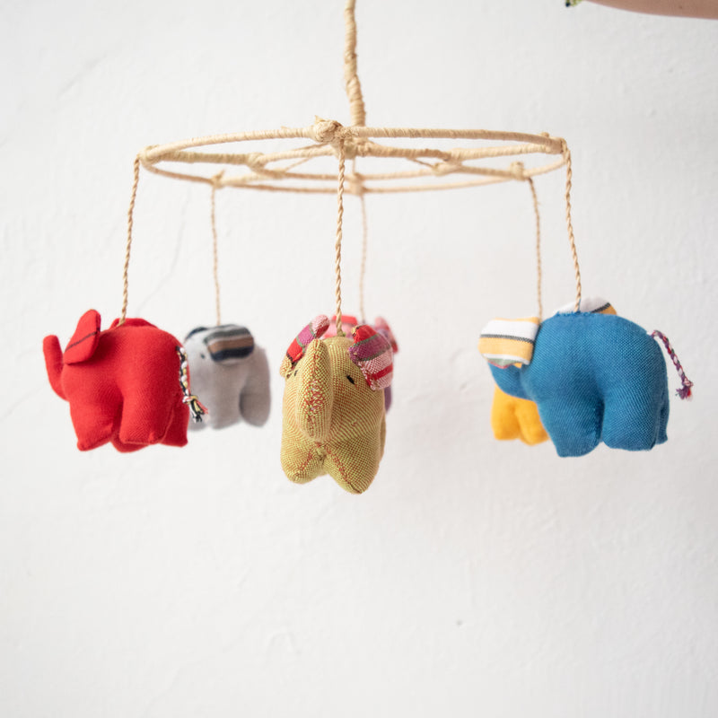 Kikoy Elephant Mobile - Kenyan materials and design for a fair trade boutique