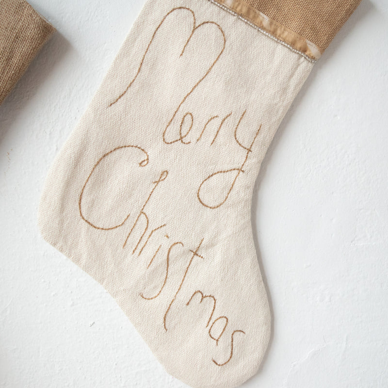 Embroidered Christmas Stocking - Kenyan materials and design for a fair trade boutique