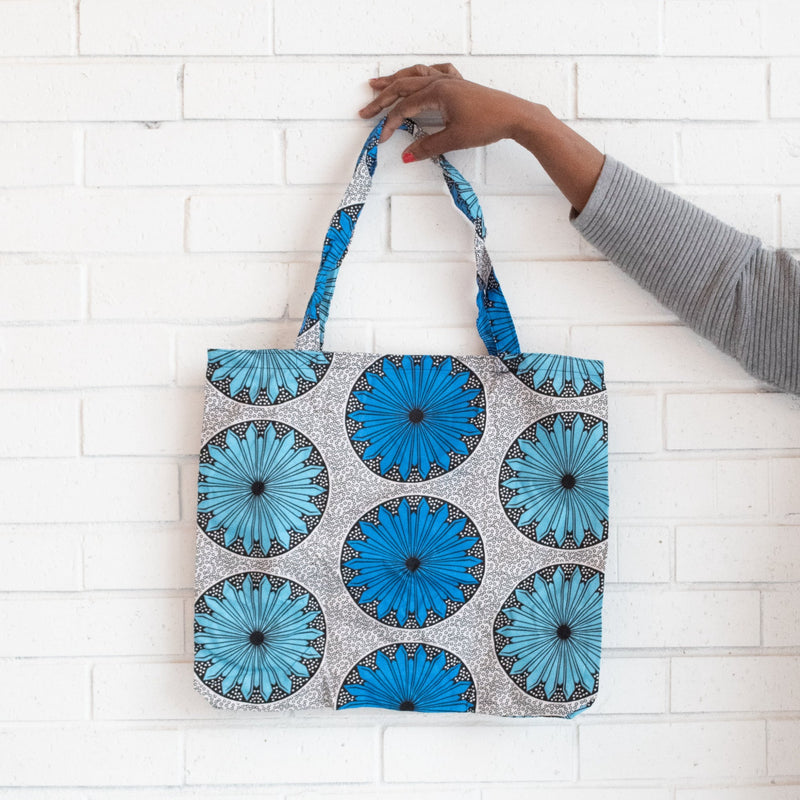 Folded Shopping Tote - handmade by the women of Amani using Kenyan materials for a Fair Trade boutique