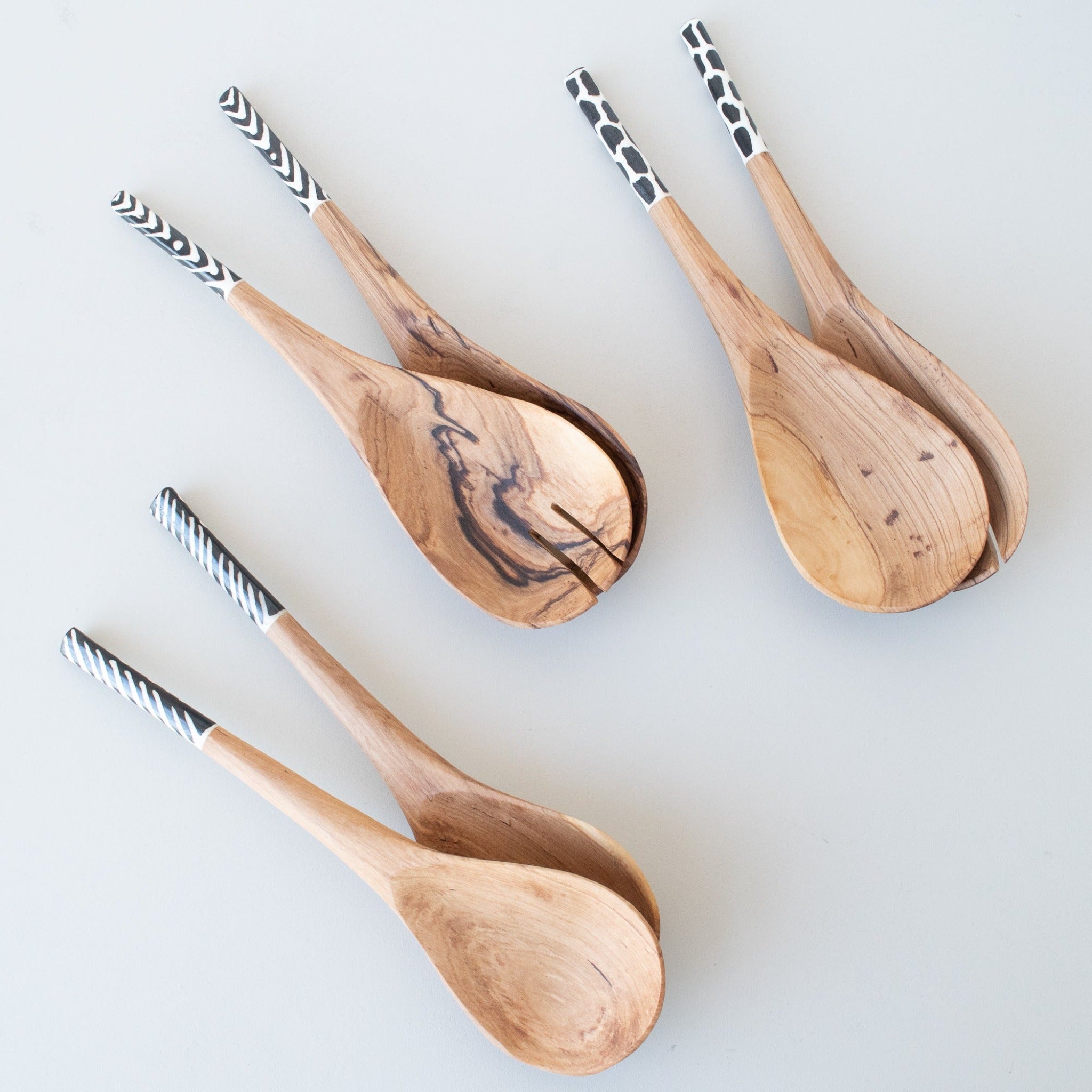 Olivewood Salad Serving Spoon with Bone Handle