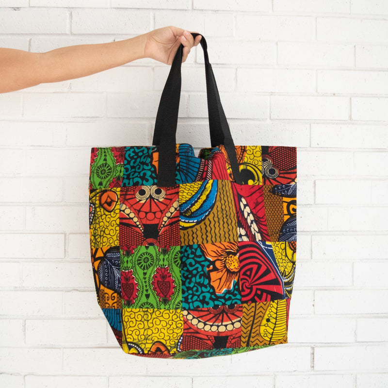 Patch Market Tote - Kenyan materials and design for a fair trade boutique