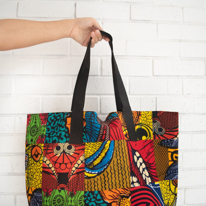 Patch Market Tote - Kenyan materials and design for a fair trade boutique