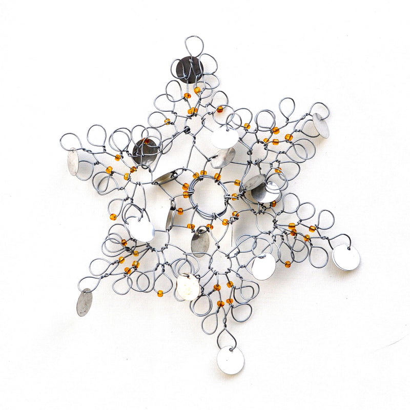 Snowflake Wire Ornament - Kenyan materials and design for a fair trade boutique
