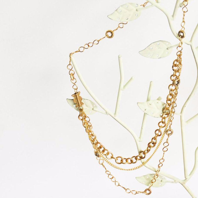 Triple Chain Brass Necklace - Kenyan materials and design for a fair trade boutique