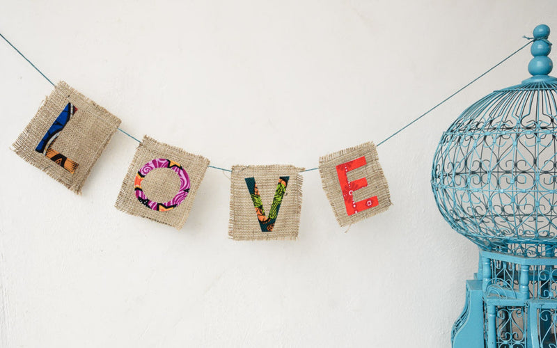 Love Letter Garland - Kenyan materials and design for a fair trade boutique