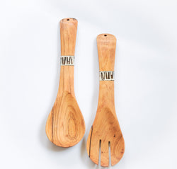 Olivewood & Bone Flat Spoon Set - Kenyan materials and design for a fair trade boutique