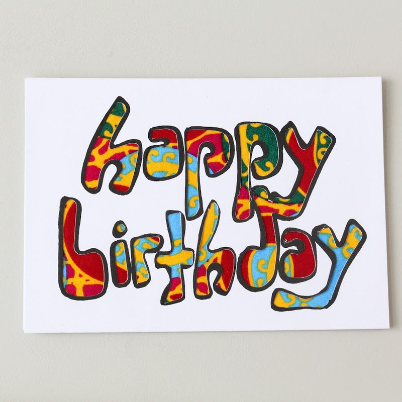 Happy Birthday Card - Kenyan materials and design for a fair trade boutique