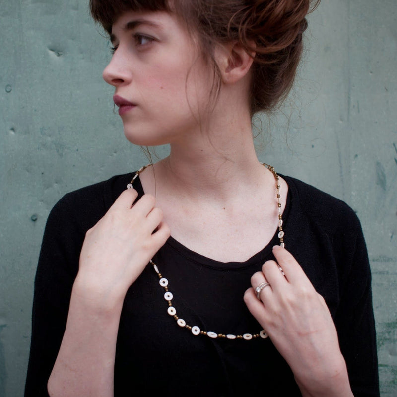 Ostrich Eggshell Necklace - Kenyan materials and design for a fair trade boutique