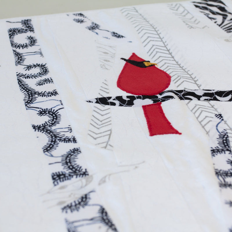 Snow Cardinal Pillow Case - handmade by the women of Amani using Kenyan materials for a Fair Trade boutique