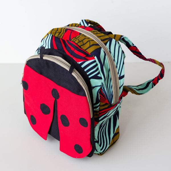 Ladybug Backpack - handmade by the women of Amani using Kenyan materials for a Fair Trade boutique