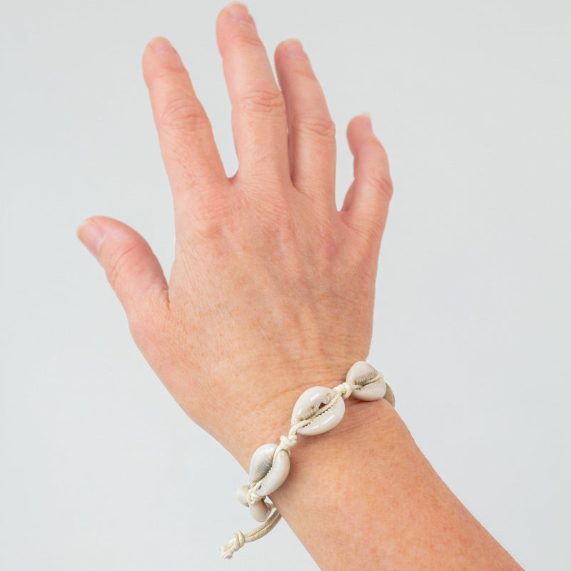 Cowrie Shell Red Leather Bracelet — SALTY SUN Jewelry